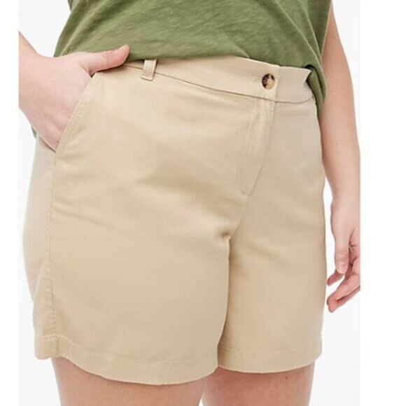 J Crew Plus Size 14 Chino 7" Short Women's Classic 100% Cotton Beach Khaki $59 - Picture 1 of 9